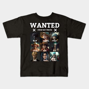 Straw Hat Pirates - Wanted (minimal text) Kids T-Shirt